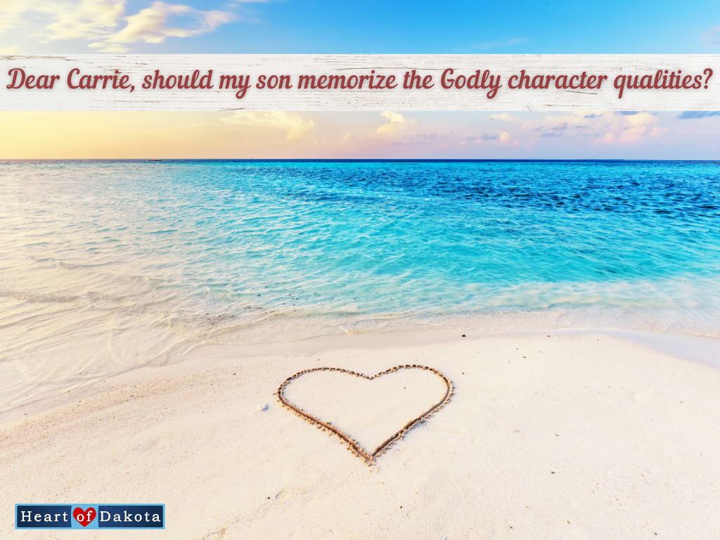 Read more about the article Should my son memorize the Godly character qualities?